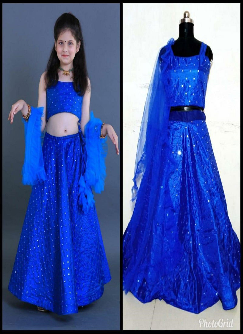 Launching New Designer Kids Lehnga Choli With embroidery Work and Soft Net Four Sided Ruffles Work Dupatta {SIZE: 
5-10 YEAR: 30/32 (INCHES LENGTH); 11-16 YEAR: 34/36 (INCHES LENGTH)}